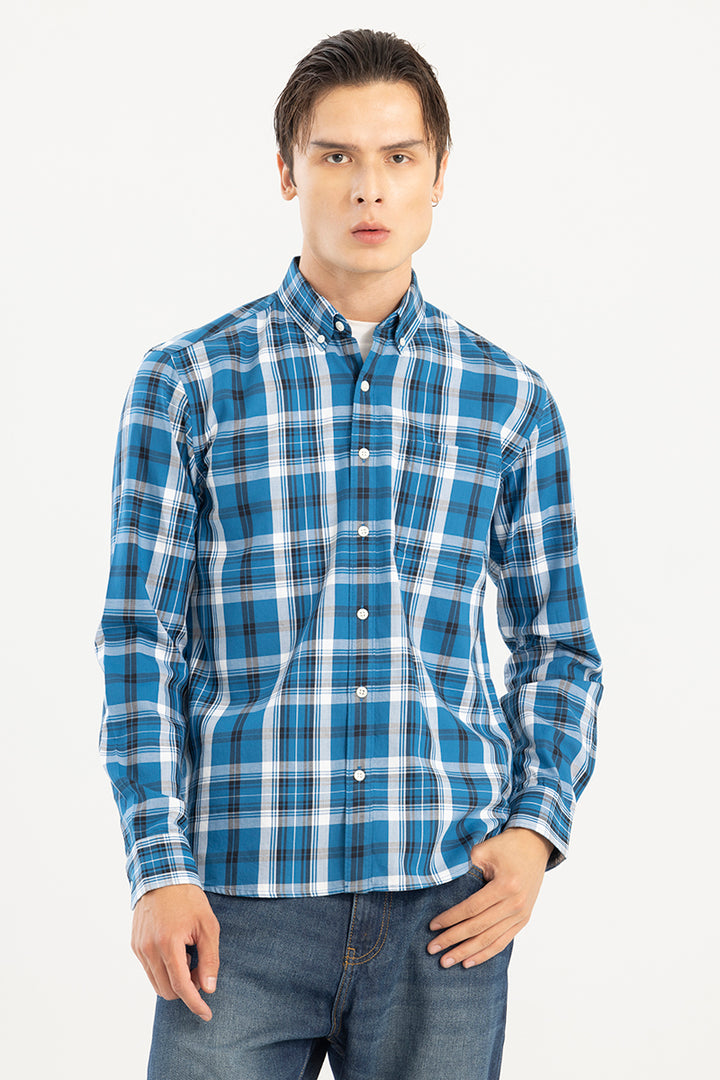 Modest Check Azure Blue Shirt