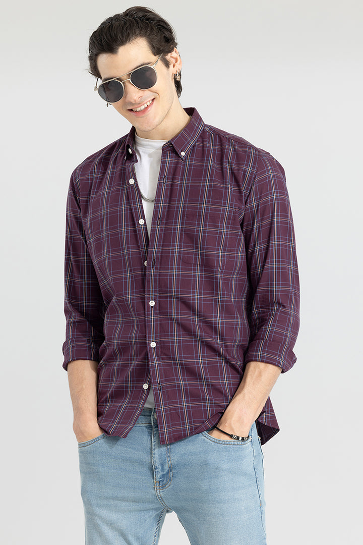 Modest Check Wine Shirt