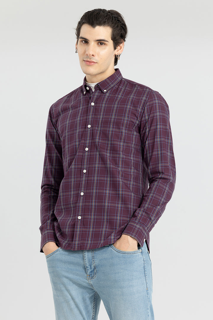 Modest Check Wine Shirt