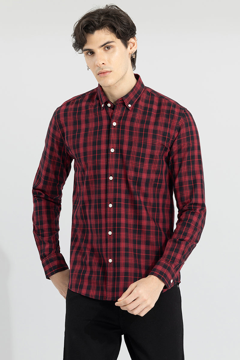 Modest Check Burgundy Shirt