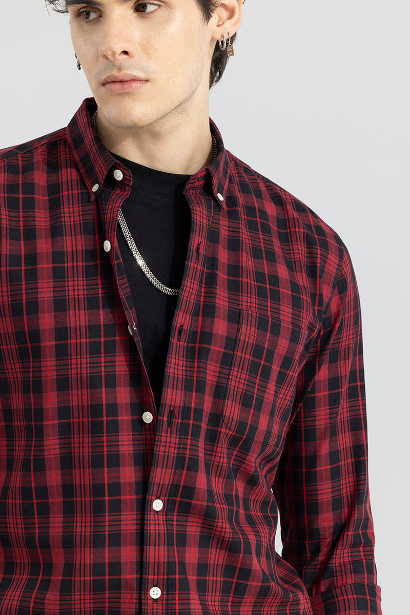 Modest Check Burgundy Shirt