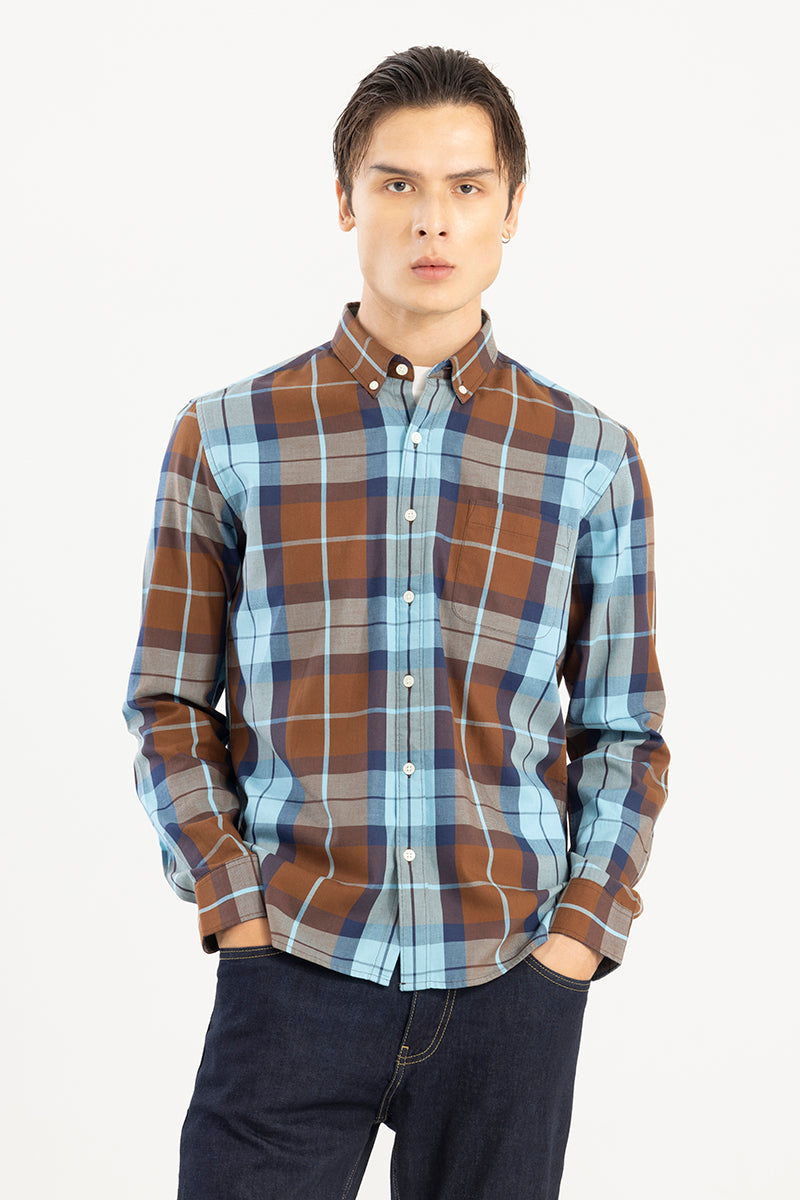 Modest Check Tan Brown Shirt