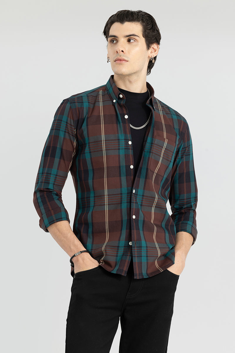 Modest Check Dark Brown Shirt