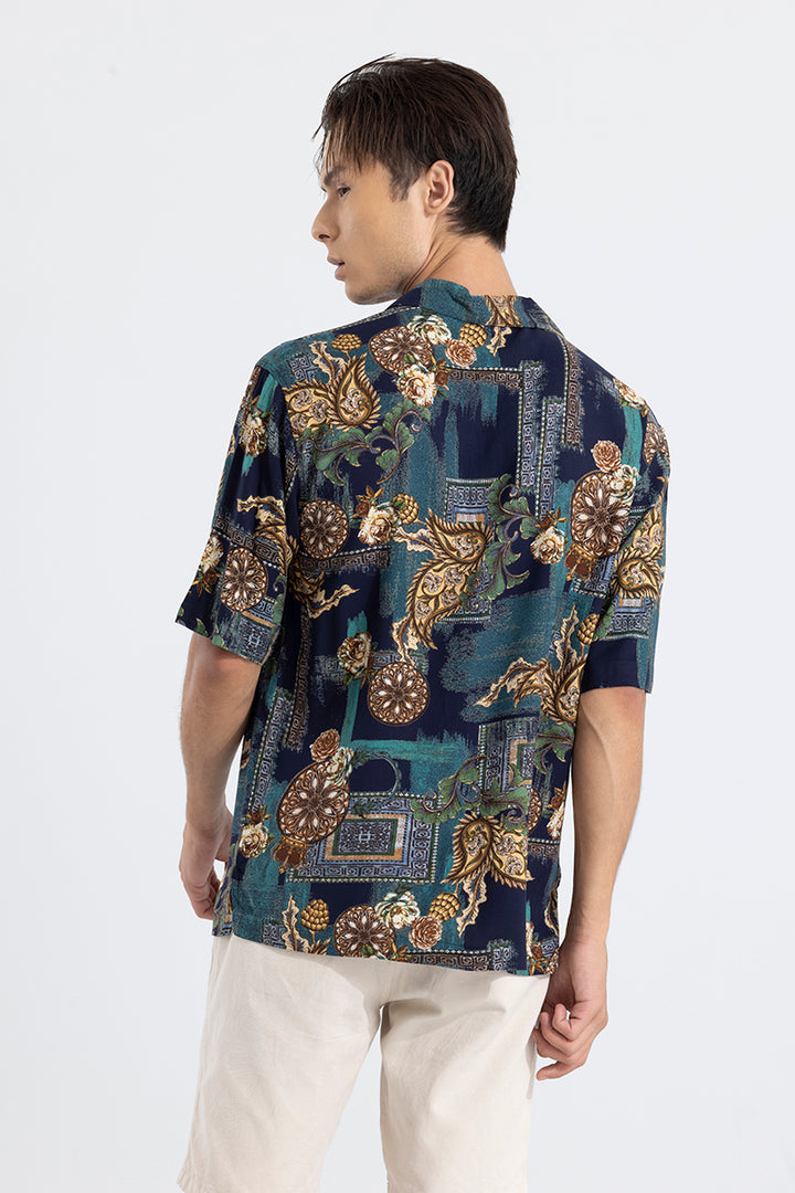 Wildflower Waltz Green Oversized Shirt