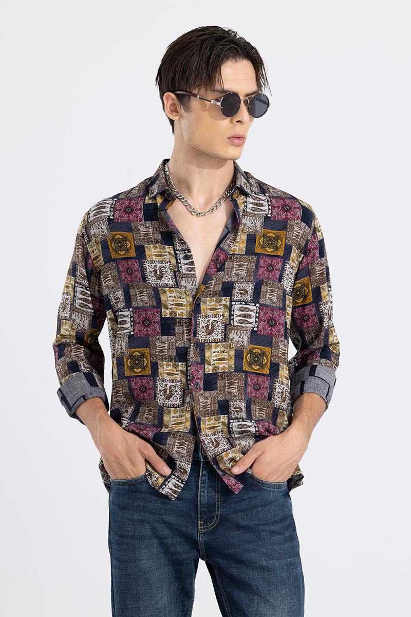 Nomadic Fish Print Brown Shirt