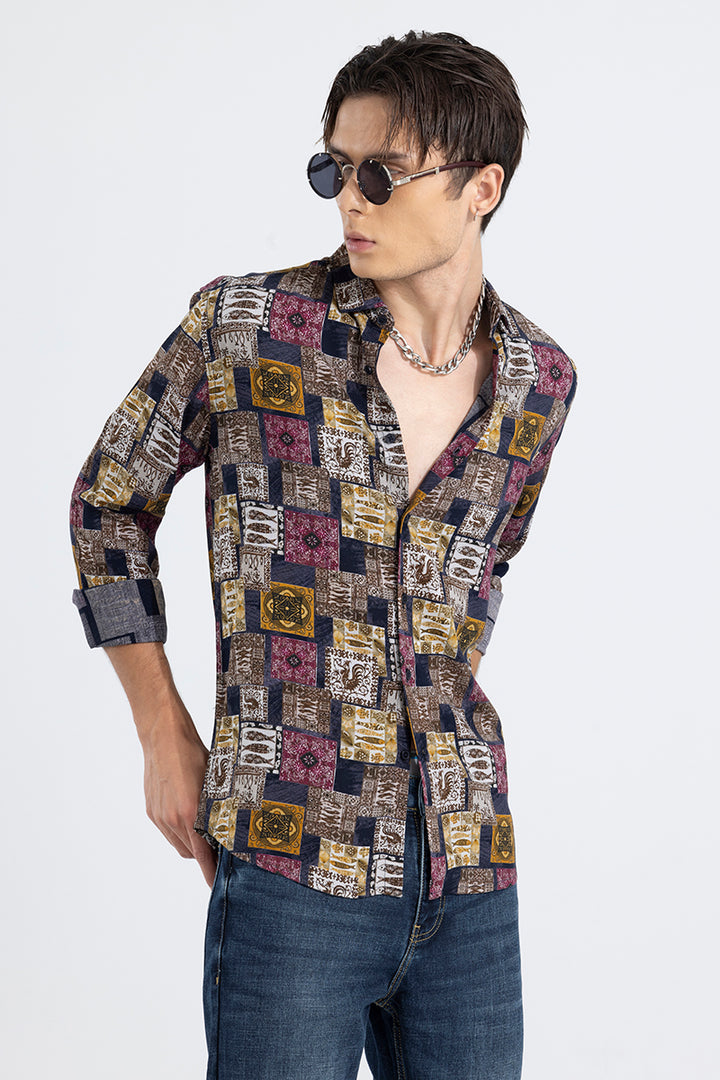 Nomadic Fish Print Brown Shirt