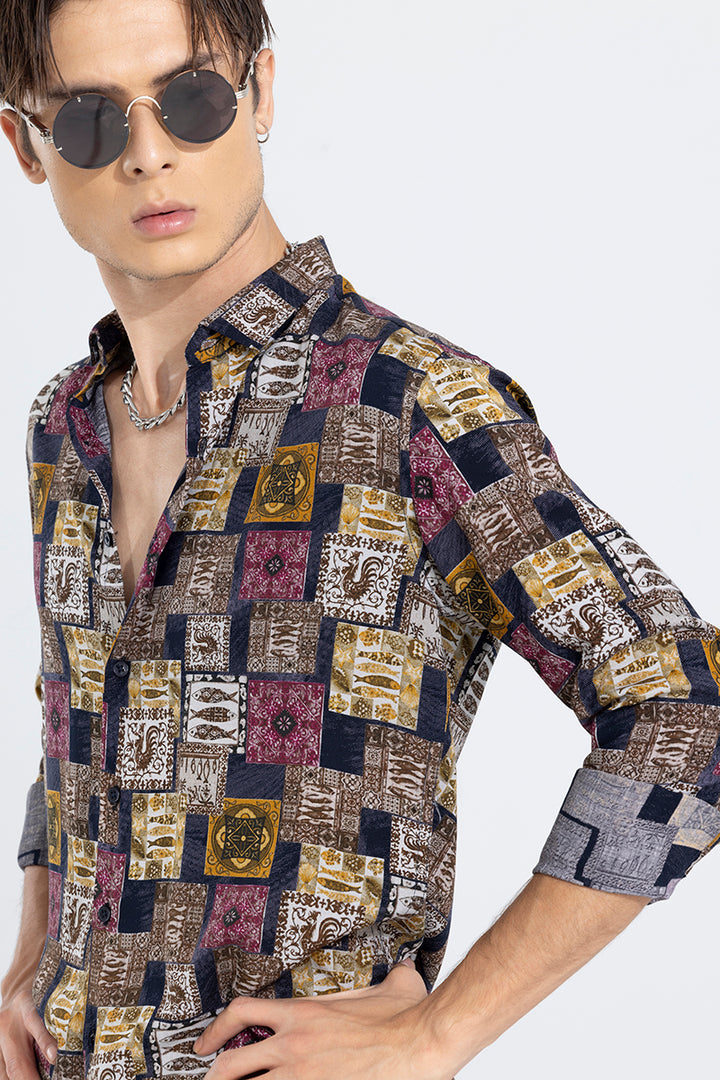 Nomadic Fish Print Brown Shirt