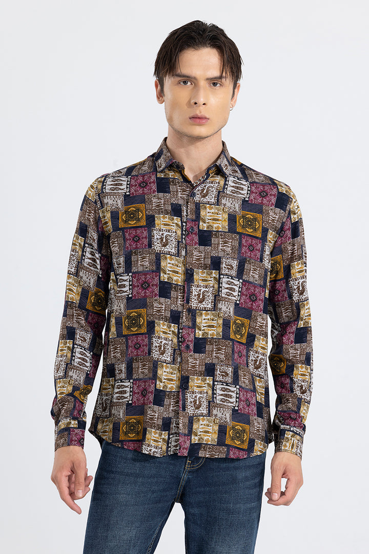 Nomadic Fish Print Brown Shirt