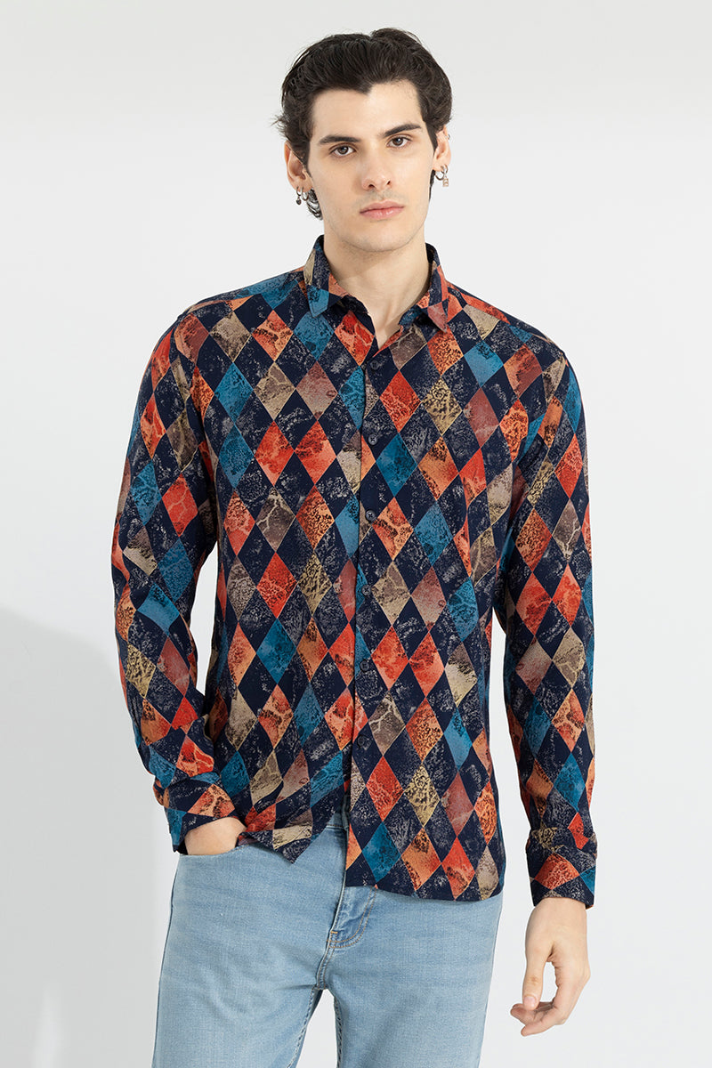 Lozenge Print Red Shirt