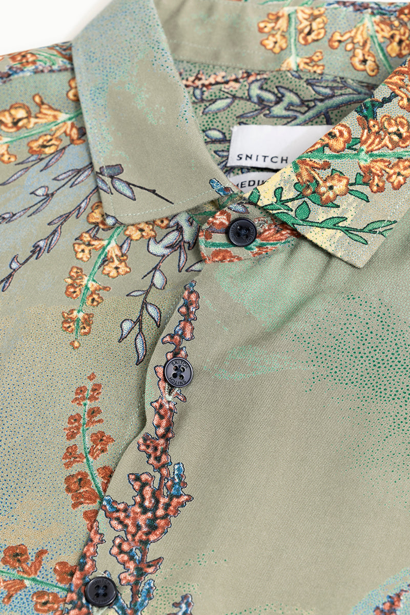 Fuji Flower Green Shirt