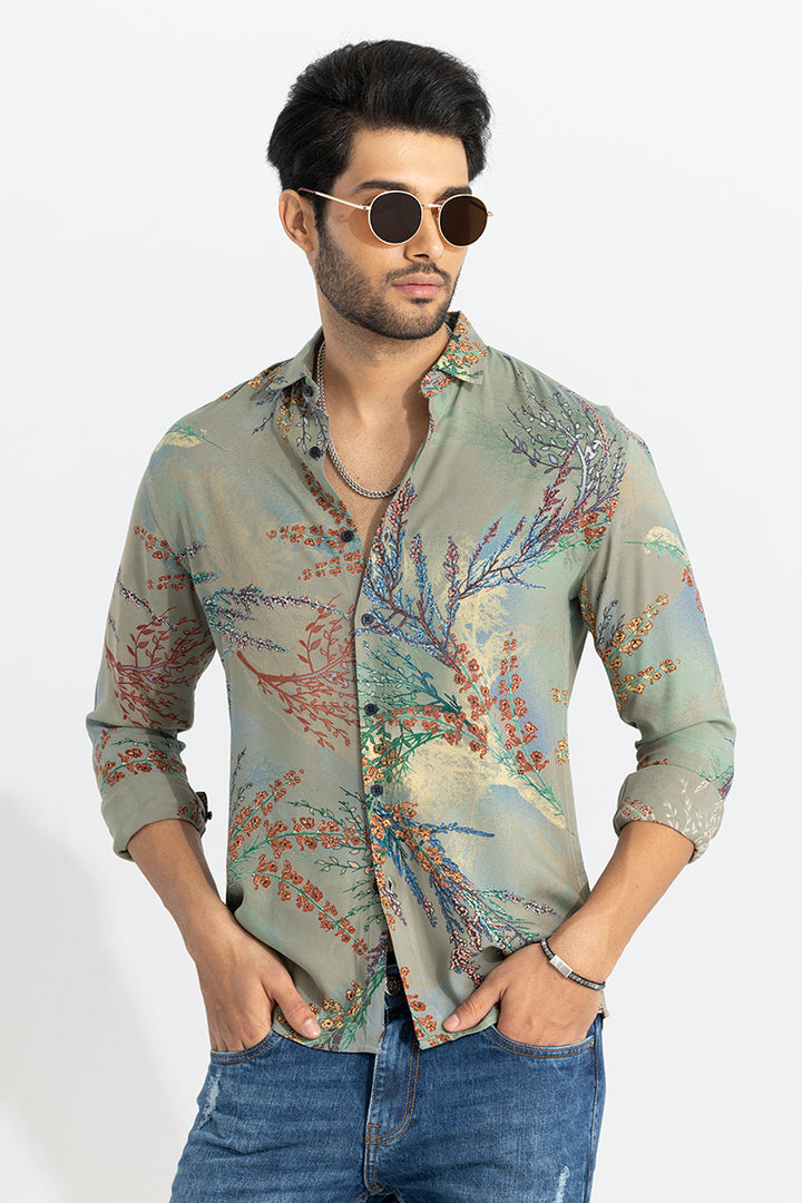 Fuji Flower Green Shirt