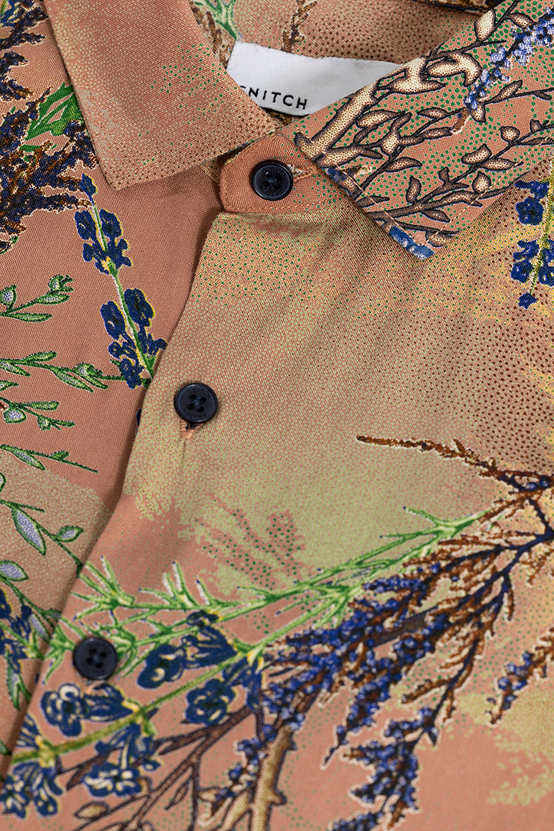 Fuji Flower Brown Shirt