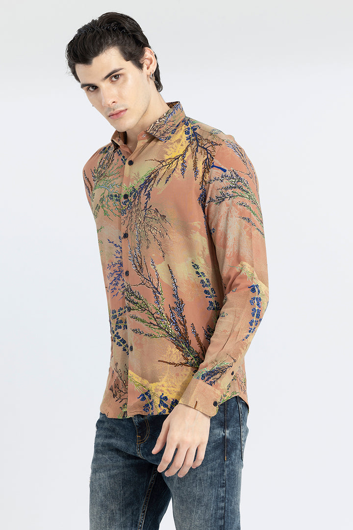 Fuji Flower Brown Shirt