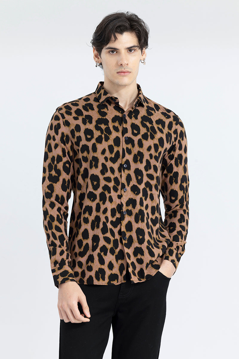 Leopard Montage Brown Shirt