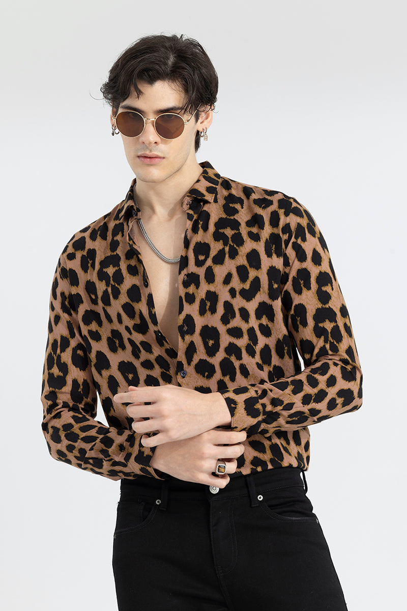 Leopard Montage Brown Shirt