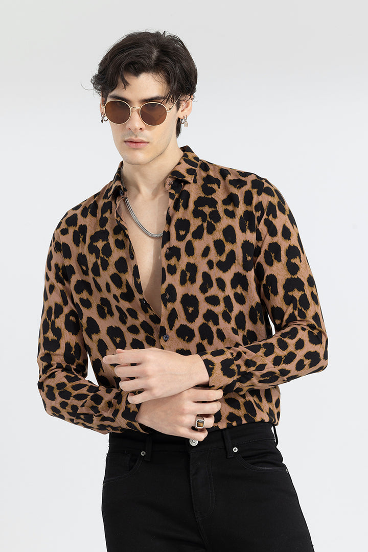 Leopard Montage Brown Shirt