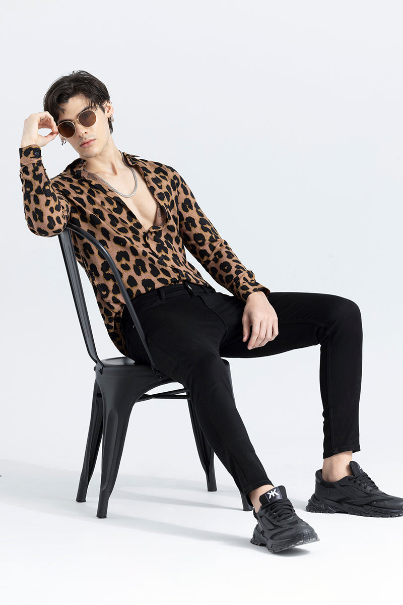 Leopard Montage Brown Shirt