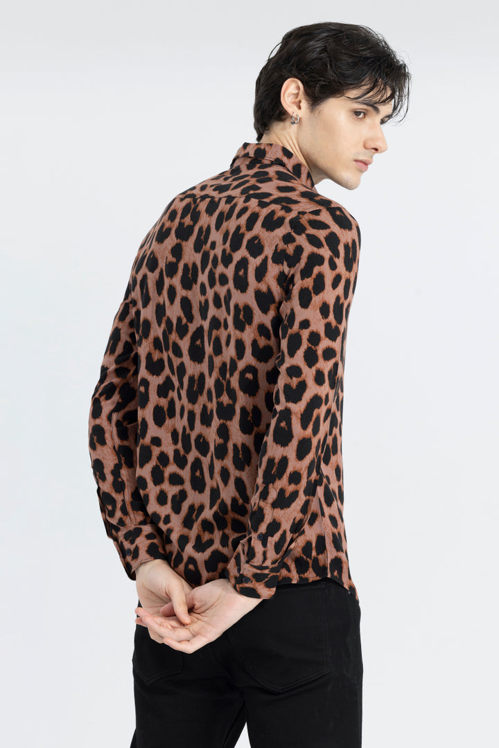 Leopard Montage Light Brown Shirt