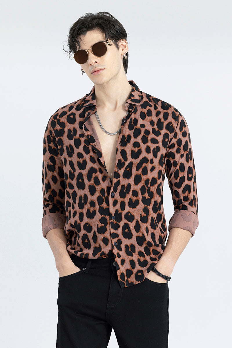 Leopard Montage Light Brown Shirt