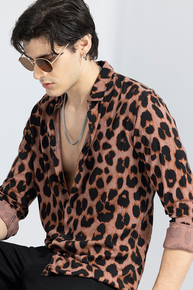 Leopard Montage Light Brown Shirt