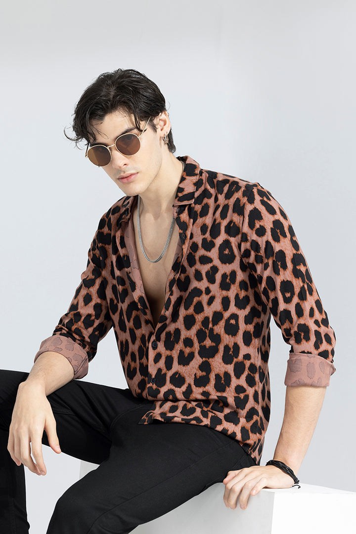 Leopard Montage Light Brown Shirt