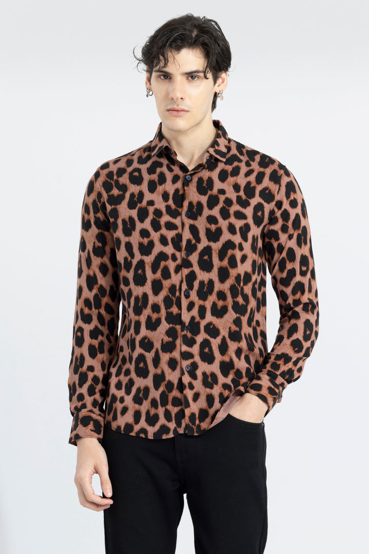 Leopard Montage Light Brown Shirt