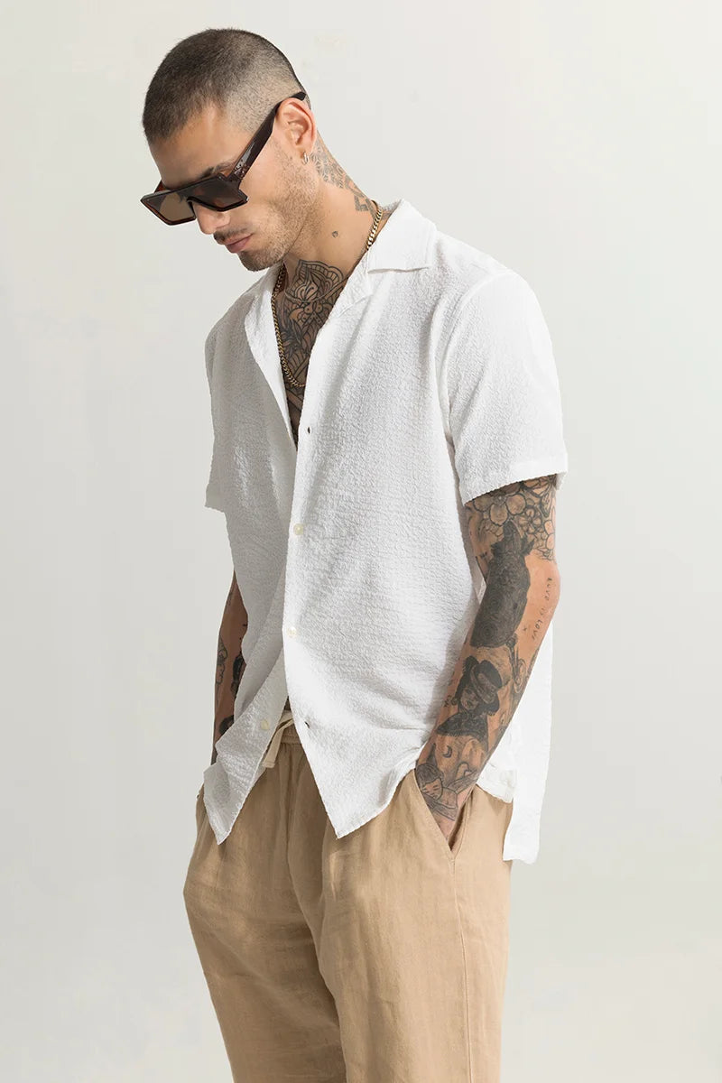 Shrink Textured White Shirt