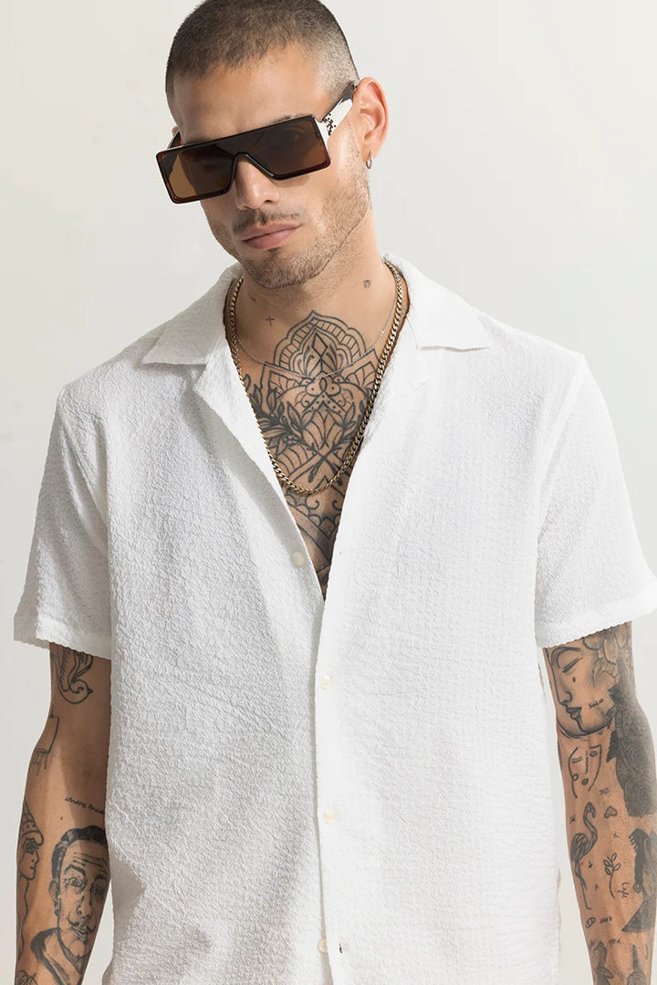 Shrink Textured White Shirt