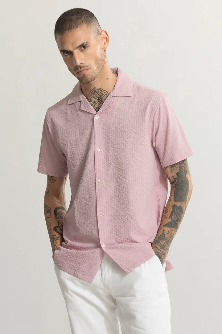 Shrink Textured Pink Shirt