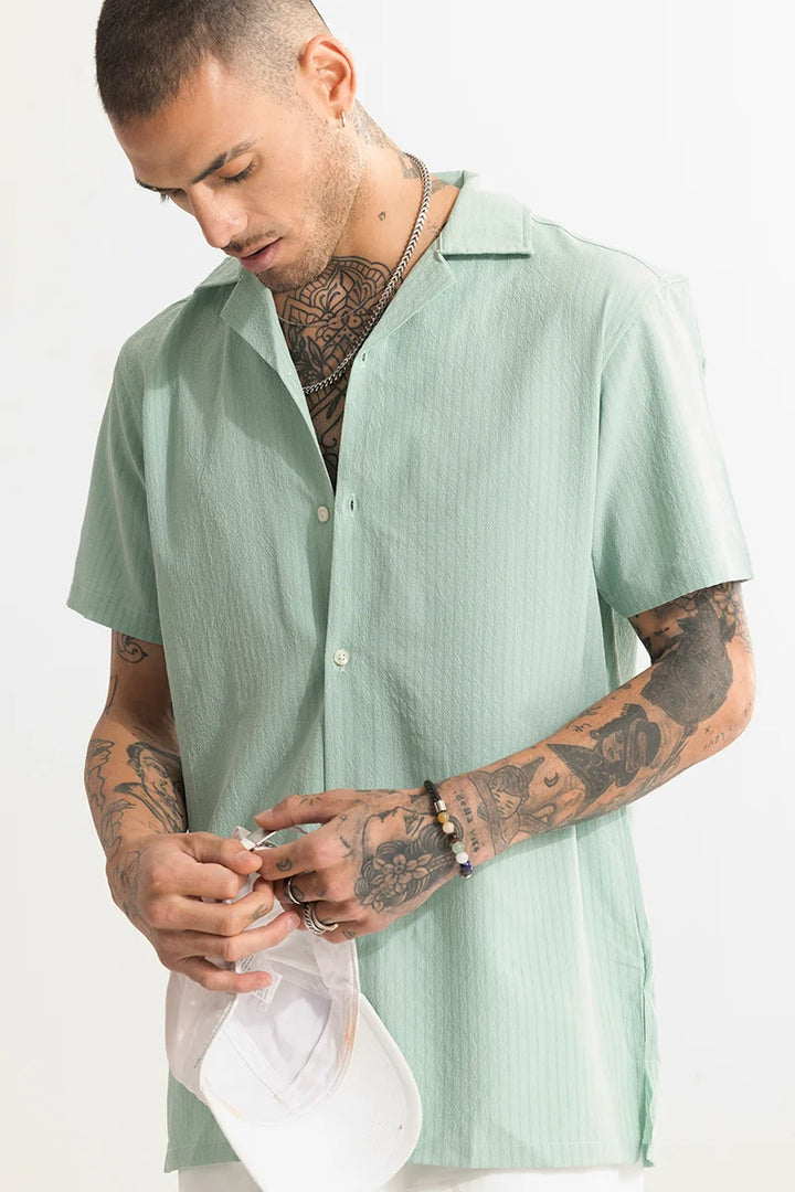 Shrink Textured Green Shirt