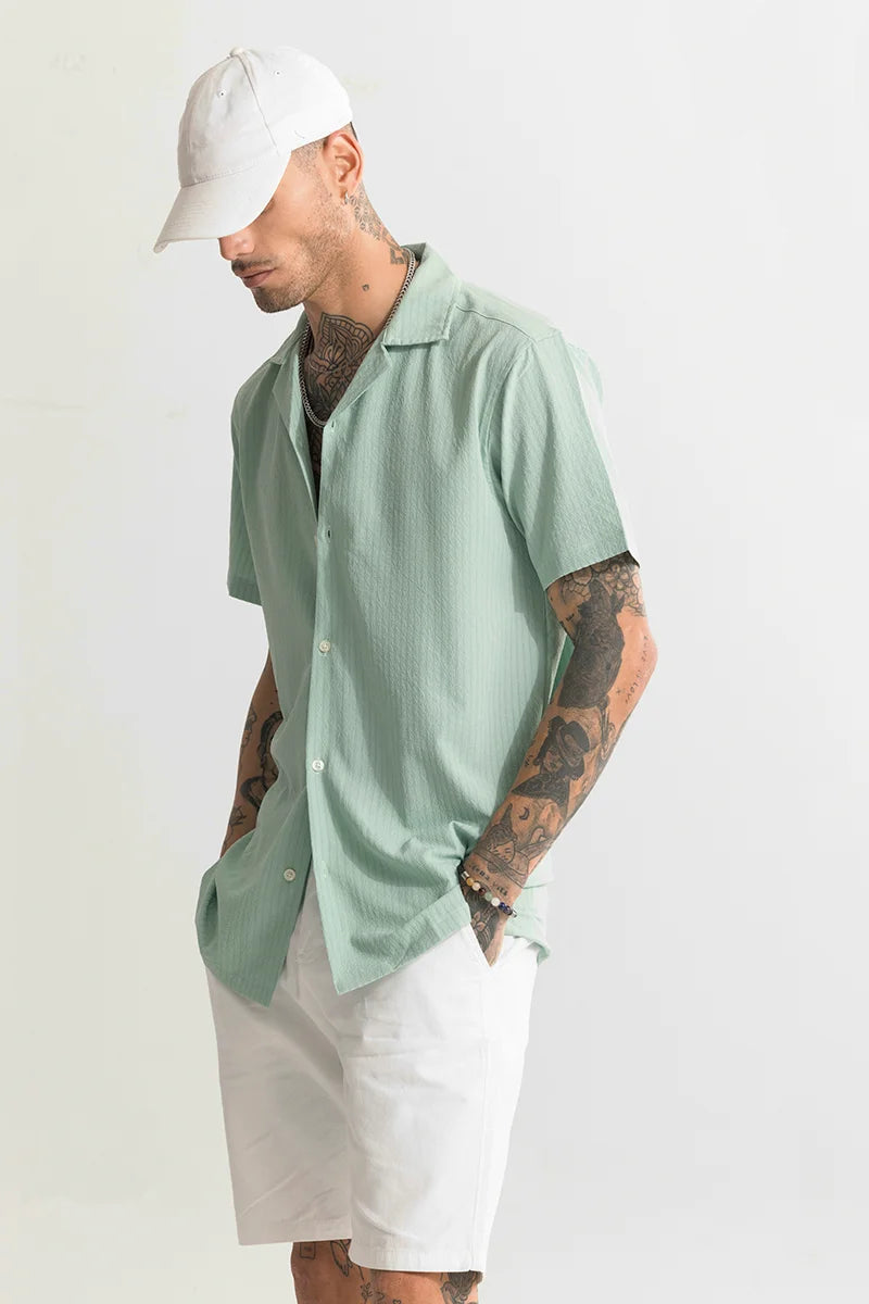 Shrink Textured Green Shirt