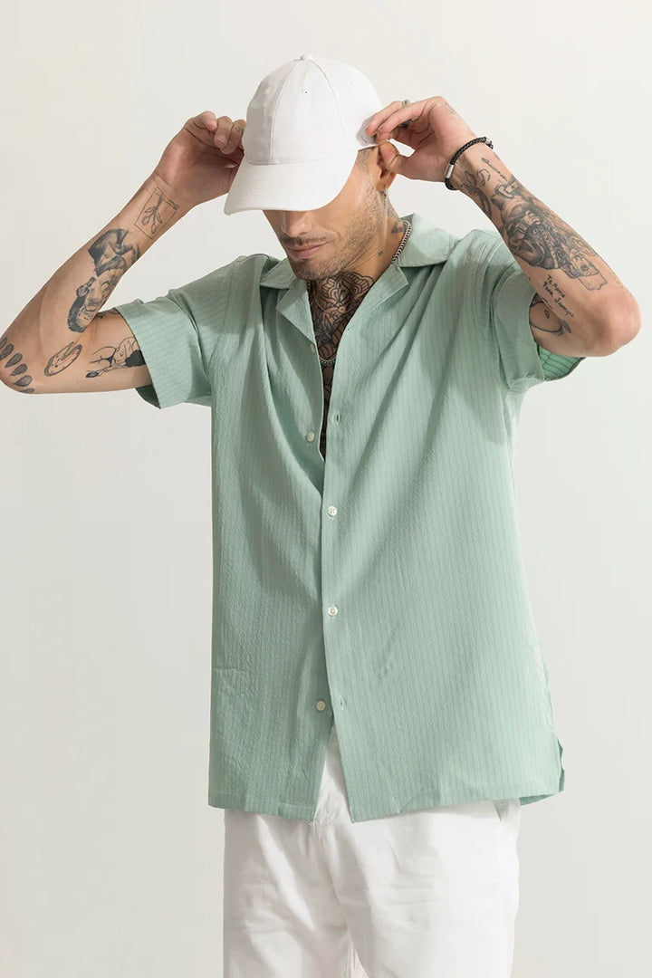 Shrink Textured Green Shirt