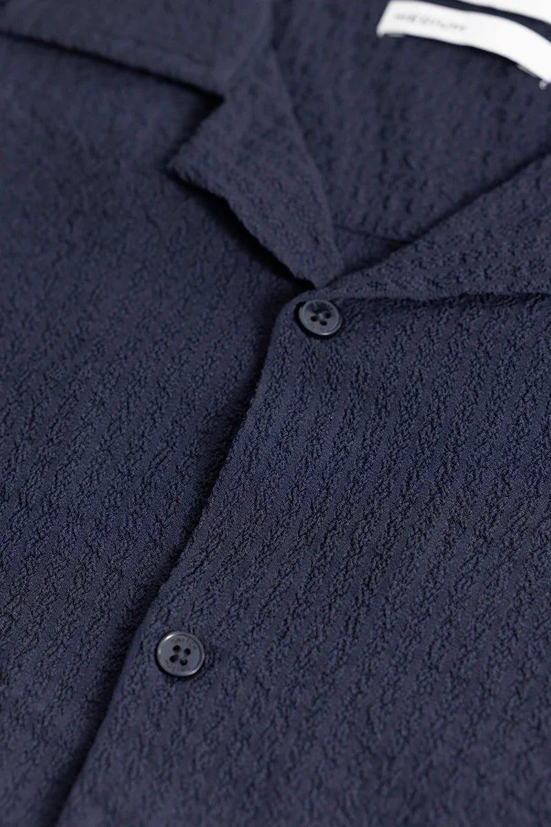 Shrink Textured Navy Shirt