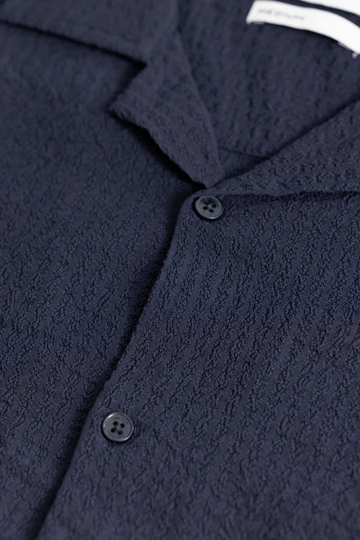 Shrink Textured Navy Shirt