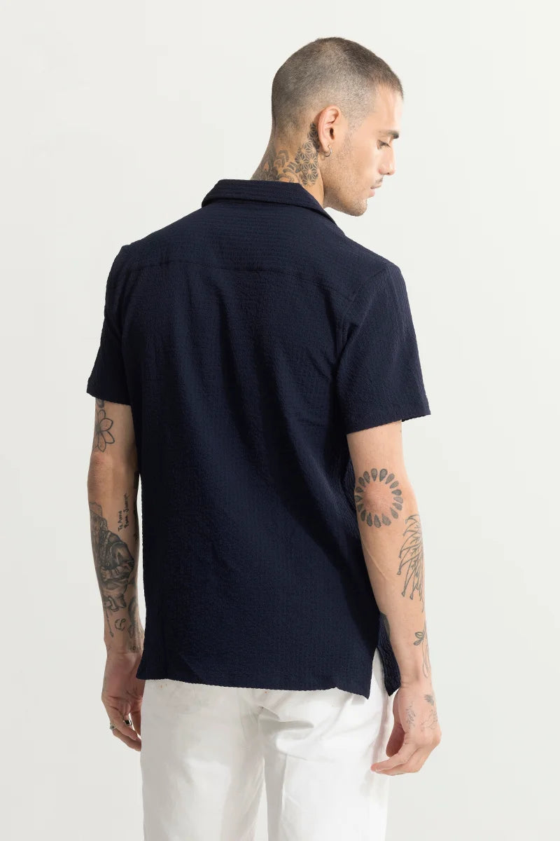 Shrink Textured Navy Shirt