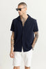 Shrink Textured Navy Shirt