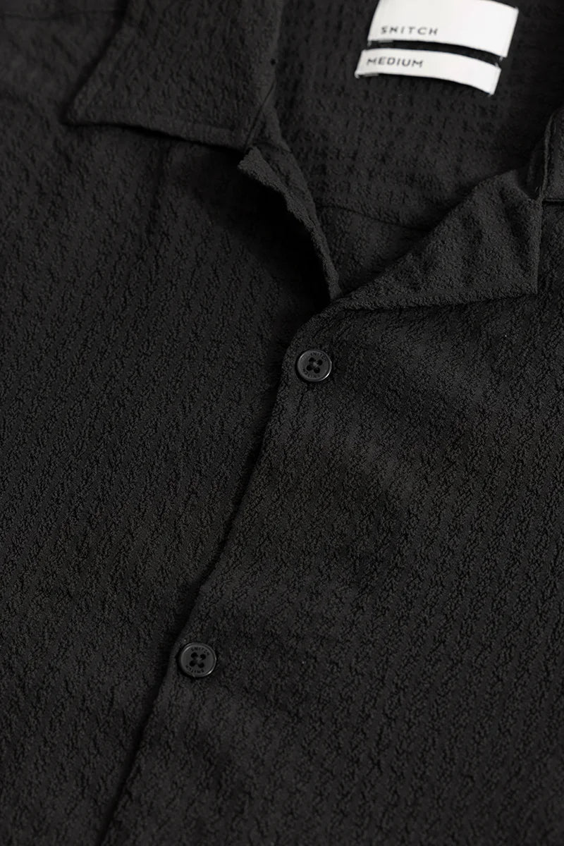 Buy Men's Shrink Textured Black Shirt Online | SNITCH