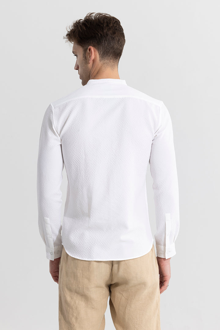 Mandarin Neckline White Shirt