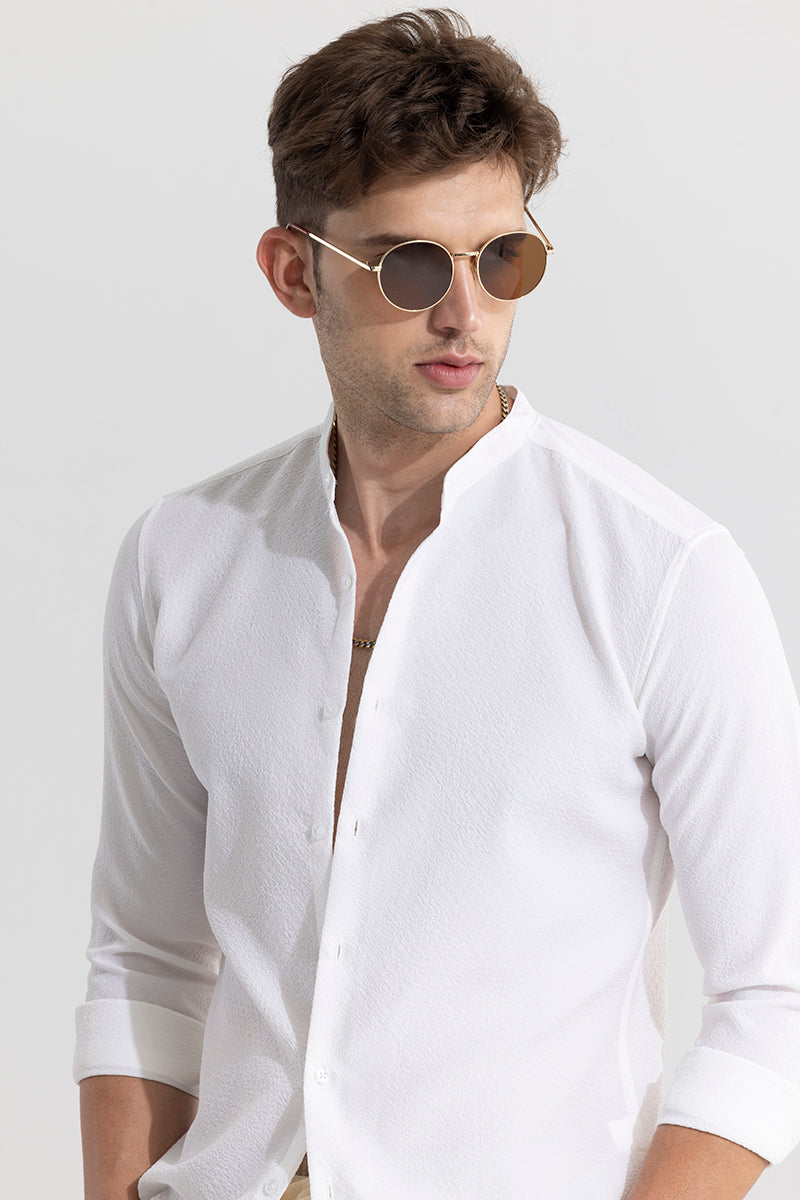 Mandarin Neckline White Shirt