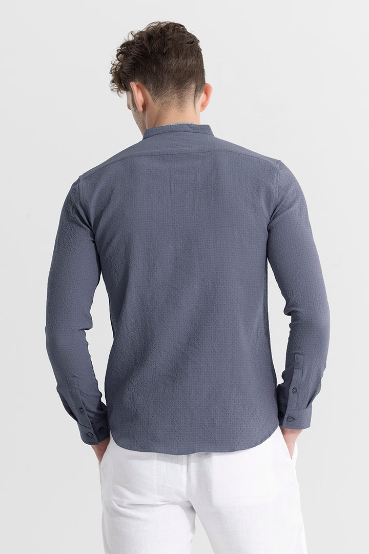 Mandarin Neckline Grey Shirt