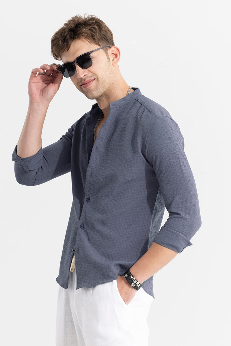 Mandarin Neckline Grey Shirt