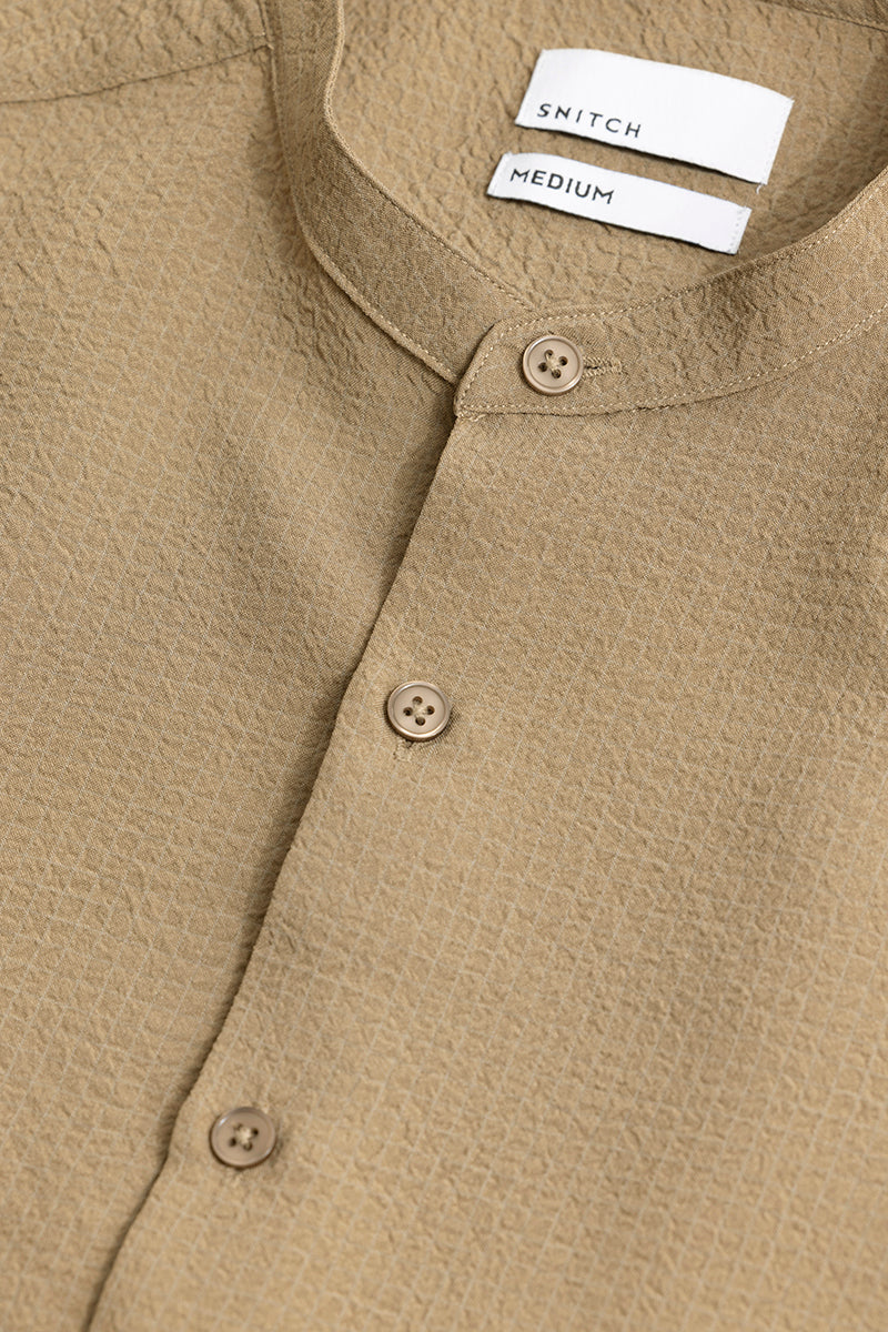 Mandarin Neckline Beige Shirt