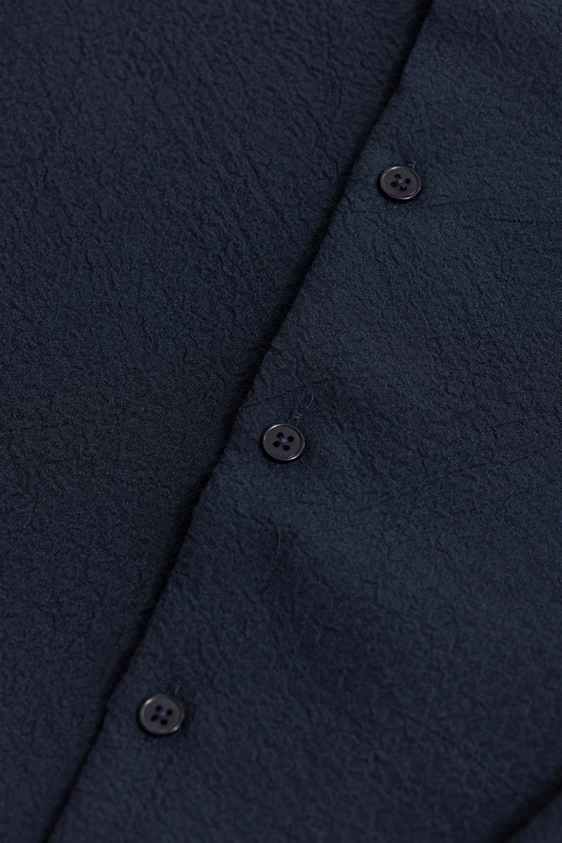 Mandarin Neckline Navy Shirt