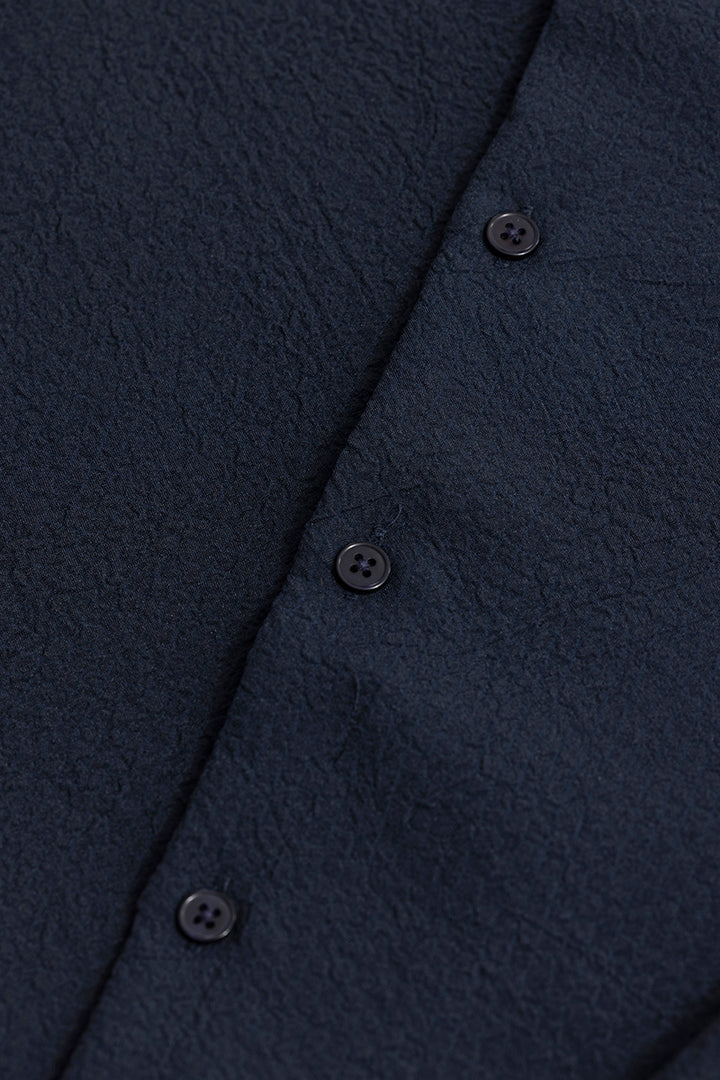 Mandarin Neckline Navy Shirt