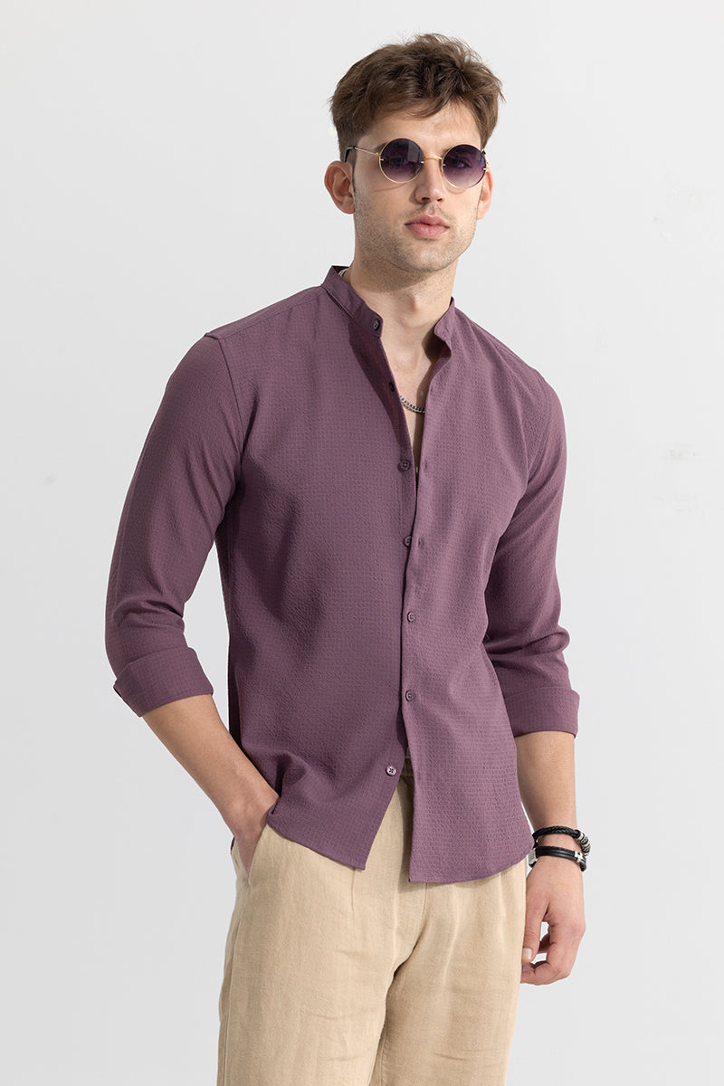 Mandarin Neckline Mauve Shirt