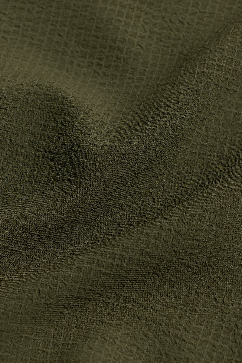 Mandarin Neckline Olive Shirt