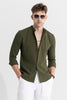 Mandarin Neckline Olive Shirt