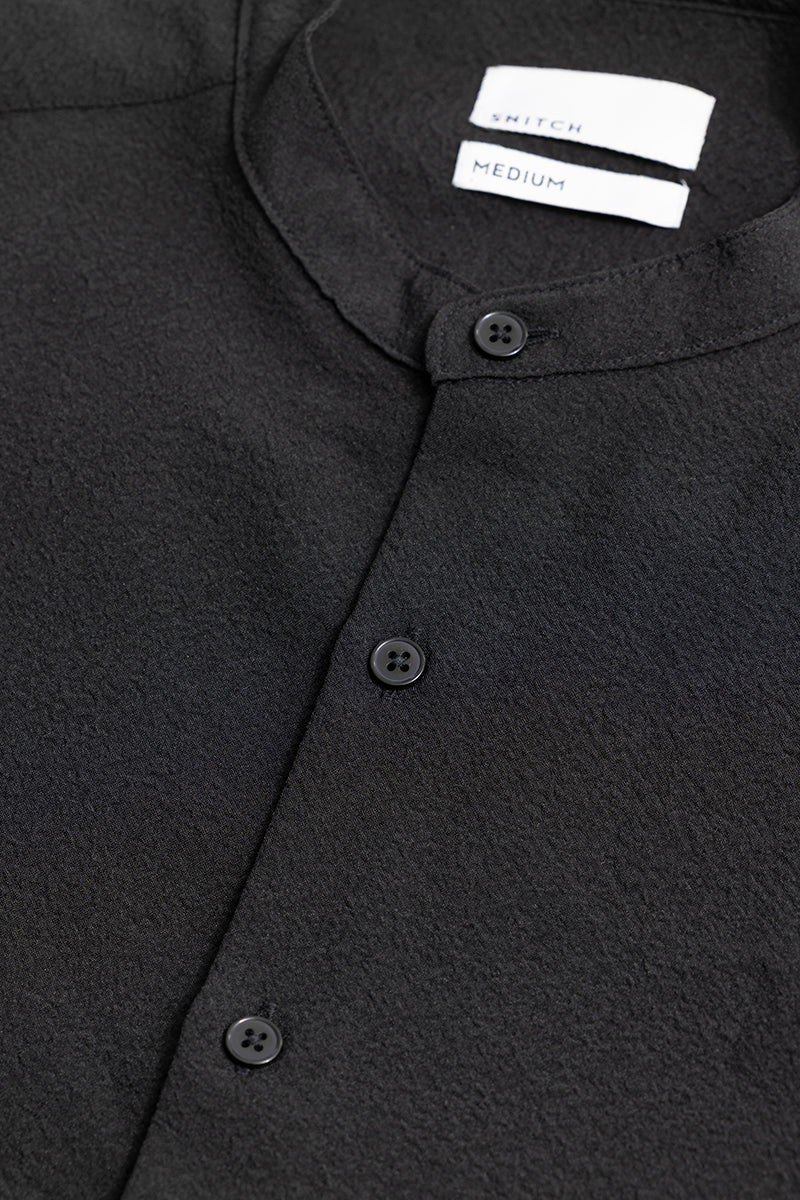 Mandarin Neckline Black Shirt