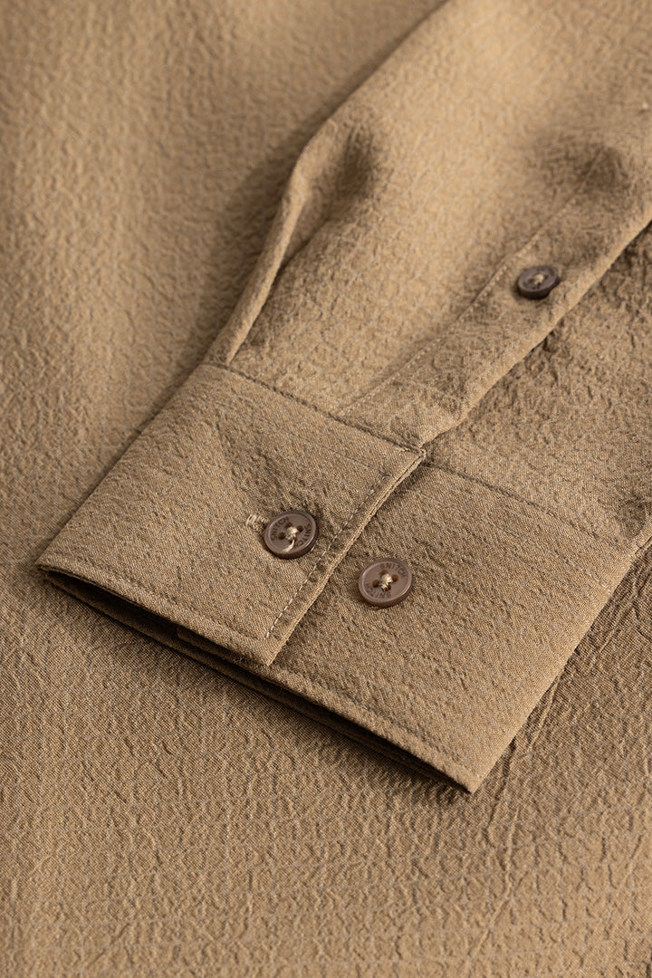 Mandarin Stretchable Light Brown Shirt