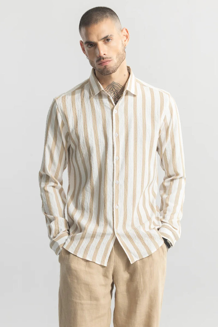 Squeeze Stripe Beige Shirt